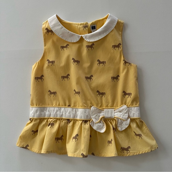 Janie and Jack Other - Janie and Jack Girls 7 Yellow Top with Horse Design Equestrian Bow Collared